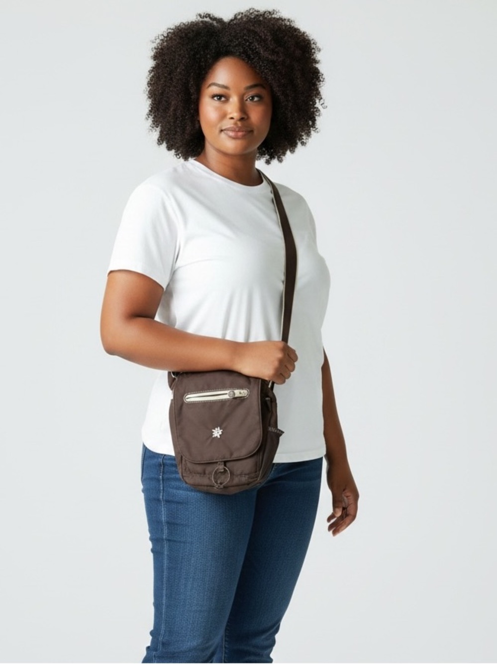 Sherpani Brown and Cream Crossbody Bag - Compact Everyday Organizer